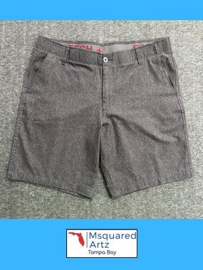 Swiss Tech Mens Gray Heather Hybrid Shorts Size 36 Performance Stretch Outdoor